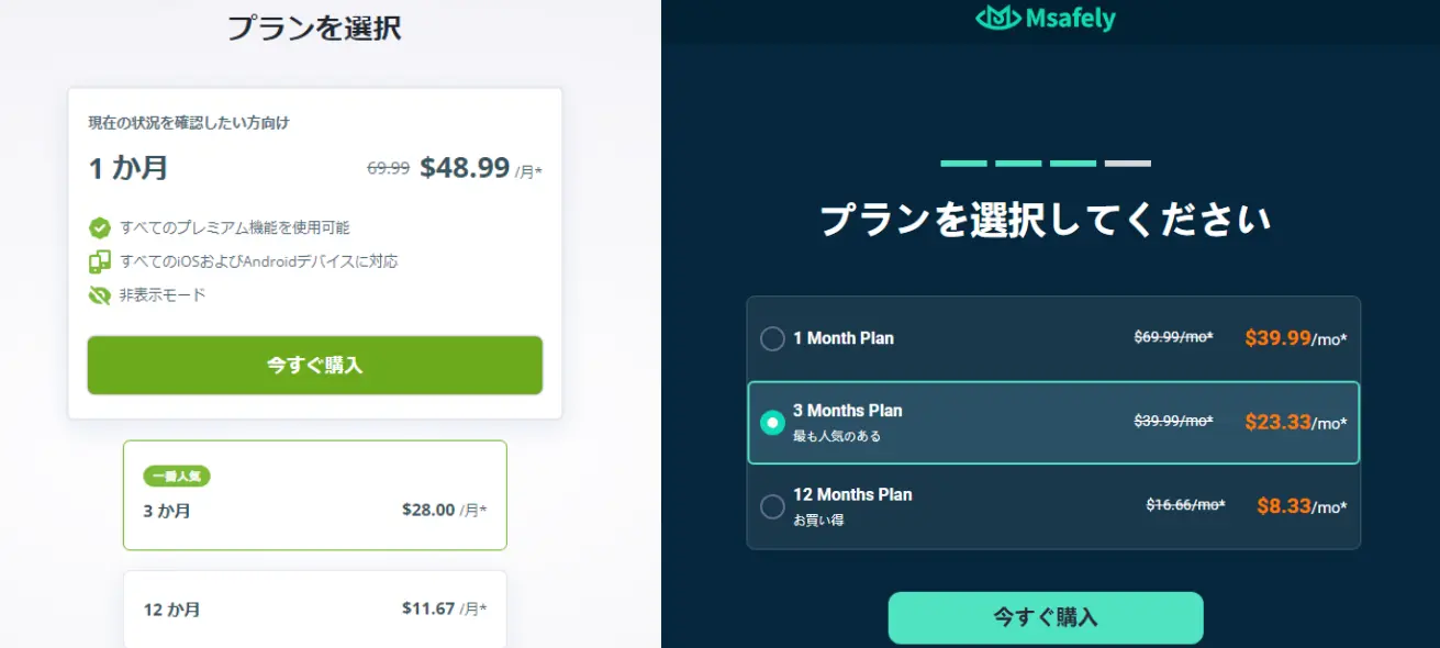 cost of  msafely and mspy .